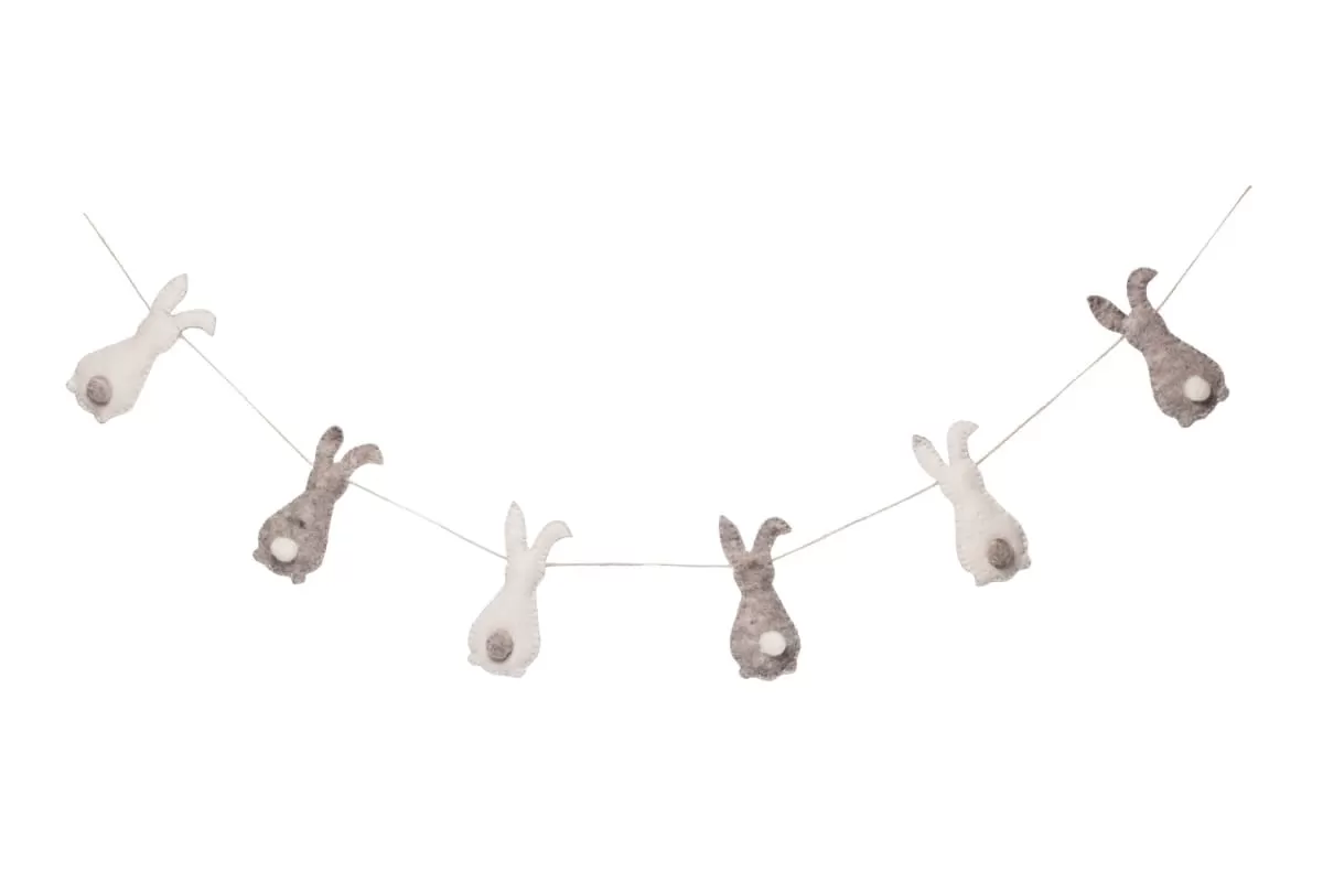 De Kulture Handmade Premium Wool Felt Easter Stuffed Bunny Garland Eco Friendly Eastertide Wall Hanging Home Office Wedding Party Holiday Decoration Banner 48 Inches